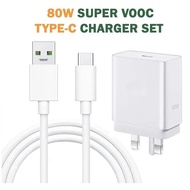 80w Fast Charger Super Fast Charging Adapter With Type-C Cable Support 80w Super VOOC Flash Charge