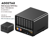 NAS Host Mini PC Aoostar WTR Max device with Ryzen 7 8845HS 6+5 Drive Bays OuLink+USB4+SFP+