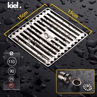 Bathroom floor drain funnel size 15x15cm, 304 stainless steel floor drain, anti-odor and insect