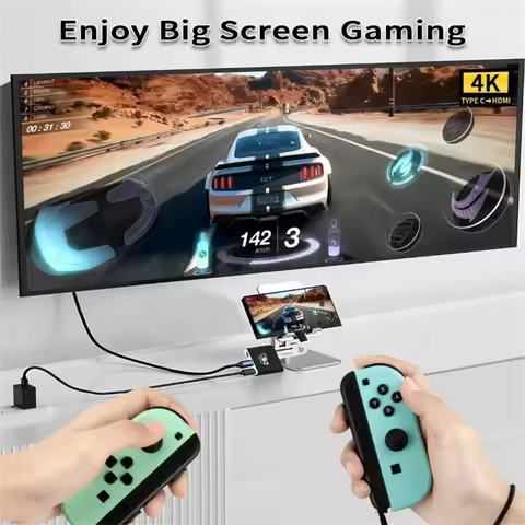 Docking Station for Switch 2,4K 60Hz TYPEC Hub with HDMI-compatible and USB-C 3.0 PD100W Charge Perf