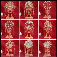 Chinese Bridal Holding Fan Wedding Ancient Long-handled Group Fan Wedding Hanfu Headdress Finished H