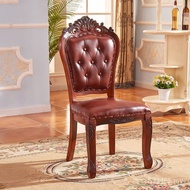 Soft European Style Chair t & Conference Makeup Solid Wood Mahjong Chair Leather Back Chair Househol