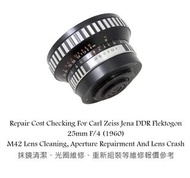 Repair Cost Checking For Carl Zeiss Jena DDR Flektogon 25mm F/4 (1960) M42 Lens Cleaning, Aperture R