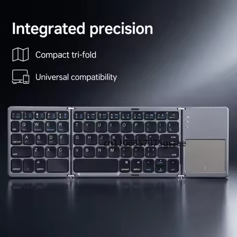 Tri-fold Bluetooth Keyboard with Touchpad Portable Mini Keyboard Rechargeable Keyboard Wireless Keyb