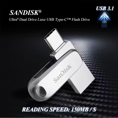 SanDisk Ultra Dual Drive Luxe USB3.2 Type-C Flash Drive Metal Pen Drive 32GB 64GB 128GB 256GB 512GB 