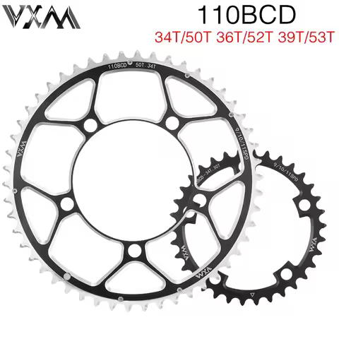 VXM Bicycle Double Chainring 110BCD 34T 50T 36T 52T 39T 53T Road Bike Crankset Riding Disc Aluminum 