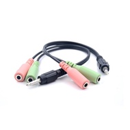 Male to 2 Female Jack Audio 3.5mm Mic Headset Splitter Adapter Cable Convertor -22.5cm