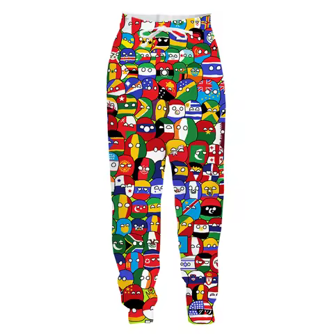 Jumeast Countryball 3D Printed Men's Trousers Oversized Polandball Long Pants Women Unisex Baggy Ani