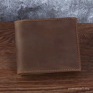 Dompet lelaki perdagangan antar negara, dompet pendek perniagaan lelaki kulit asli crazy horse, domp