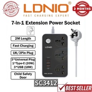 LDNIO SC3412 7in1 Extension Power Socket Power Strip Wall Extension Socket Plug Cord LDNIO Socket Po