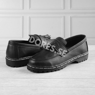 Docmart men's black slip-on loafers Docmart casual shoes, white stitching