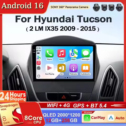 Android 16 Car Radio For Hyundai Tucson 2 LM IX35 2009 - 2015 Carplay Android Auto AutoRadio GPS RDS