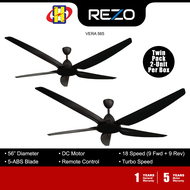 Rezo Ceiling Fan (56 Inch/Matt Black) DC Motor Remote Control 9-Speed Ceiling Fan VERA565 (VERA 565)