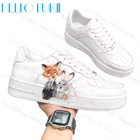 Zootopia Judy Nick Adult Children White couple shoes man woman Campus Fashion genuine leather casual