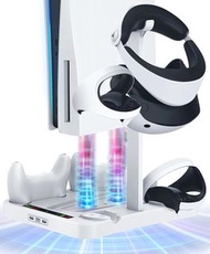 Charging Station for PS VR2 / PS 5 with Cooling Fan &amp; Accessories Organizer, PS5 PSVR 2 Controllers Charger Charging Dock, PS5 Console Cooling, PS VR 2 Accessories Headset Stand Holder