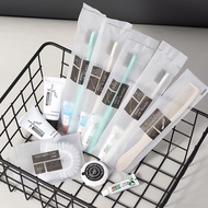 Disposable Hotel Toiletries Travel Set Toothbrush Slippers Shower Cap Soap 一次性酒店洗漱用品独立包装