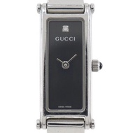【日本直運】Gucci GUCCI 腕錶 1P鑽石 1500L 不鏽鋼 黑色 石英 指針式顯示 黑色錶盤 女士【二手】