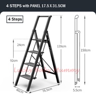 Aviation Step Ladder - 3/4/5 Steps / Slim Aluminium Ladder / Foldable / Space Savings / Large Board Ladder