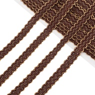 1card Polyester Lace Ribbon Clothes Accessories Decoration Wave Pattern Saddle Brown 5/8 inch(15mm) 
