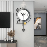 Non Ticking Quartz 24inch Clock Creative Decorative Pendulum Wall Clock Battery Operated Modehitern Decorative Wall Clock for Kitchen Living Room White