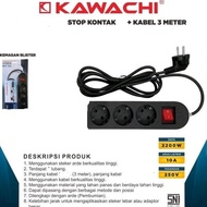 MERAH Kawachi KV-33 Black Series PREMIUM Cable Socket [SNI] 3 Holes 3 Meters + Red LED ON-OFF Switch