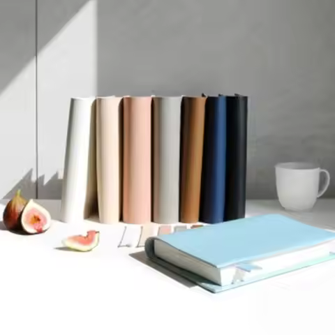 Personalized Custom Pu Leather Book Cover Bookmark Simple Solid Color Notebook Leather Cover Can Hol