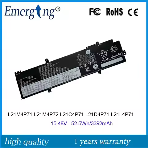15.48V 52.5Wh Laptop Battery for Lenovo L21C4P71 L21D4P71 L21L4P71 L21M4P71 SB10W51968 5B10W51867