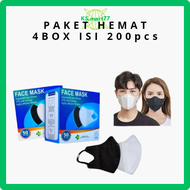 Masker Kesehatan / Masker Mulut / Masker Duckbil / Duckbill 3 ply Disposable Facemask Hitam putih 1box isi 50 pcs