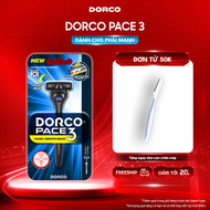 DORCO PACE 3 - Dao Cạo Râu Hàn Quốc 3 Lưỡi - Hộp Gồm 1 Cán và 1 Đầu Cạo