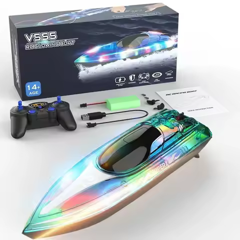 V555 2.4GHz Lighting Racing RC Boat 15KM/H With Transparent Cover & Bright LED Light Effect For Pool