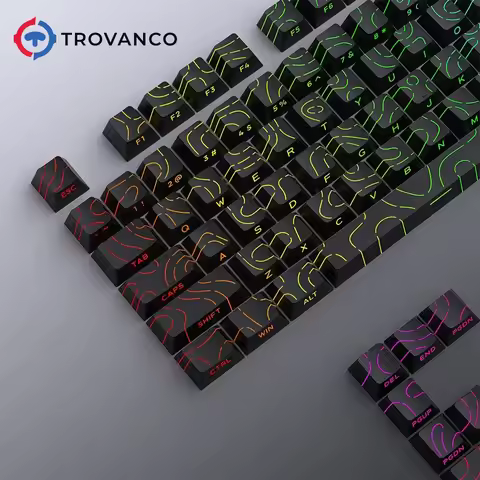 Topographic Keycaps Contour Lines Shine Through 98 Key PBT Cherry Profile Side Print Backlit for MX 