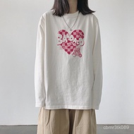 Casual Loose Long-Sleeved T-Layered Inner Shirt Women Plain Cotton Large Size Versatile Printable Fa