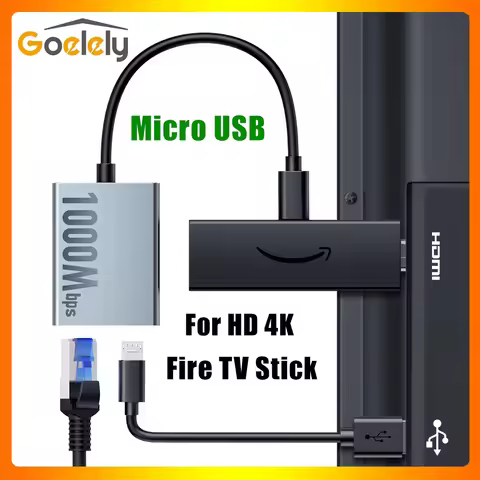 Goelely 2025 New Micro USB Ethernet Adapter for Fire TV Stick 1000Mbps RJ45 TV Stick Adapter Compati