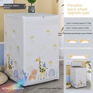 Waterproof and Sunscreen Washing Machine Cover Home Applicance Dust Cover Floral Pattern Dustproof Cover Fully Automatic Lid Opening 5-7.5 kg/8-10kg Universal ky36