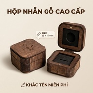WOODEN RING BOX WITH NAME ENGRAVED – COMPACT SIZE 35x55mm | Luxury MARRIAGE / WEDDING RING BOX