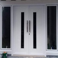 Pintu utama aluminium acp + jendela gendong kanan kiri