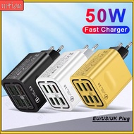50W Fast Charging USB Type C 6 Ports Quick Charge Adapter Travel EU/US/UK Plug Multifunction USB+PD 