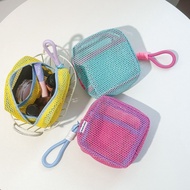Colorful Tofu Bag Ultra-light Mesh Cosmetics Storage Bag Dopamine Mesh Toiletry Bag Large Capacity
