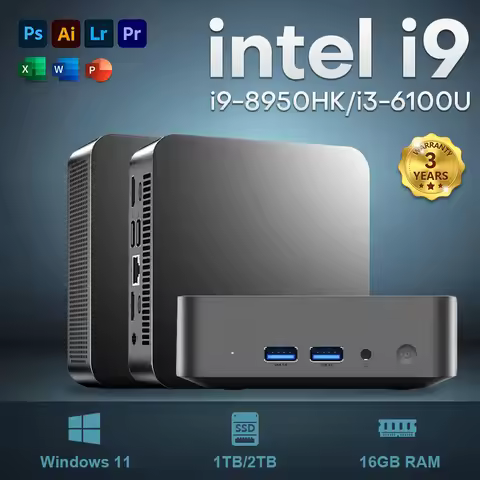 2026 Portable Mini PC Gamer Intel Core i9 8950HK i3 6100 Windows 11 Mini Computer 16GB RAM 512GB 1TB