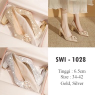 SWI 1028 GOLD/SILVER - imported heels 6.5cm - imported blink tofu heels' - wedding heels
