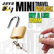 20MM KEY A LIKE  Luggage Bag Travel Padlock Lock Cabin locker Luggage Kunci Mangga  Luggage Lock Sec
