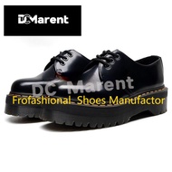 Dc Marent 1461 Quad Black Leather Women Martin Shoes Lace Up Women's Casual Single Shoes