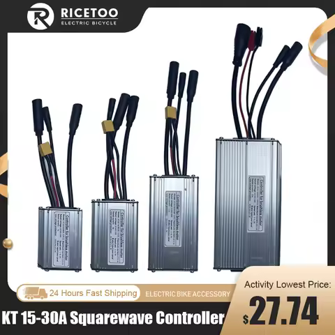 KT Electric Bike Waterproof Controller 15A-30A Without Light Cable Plug 250W350W500W750W1000W Square
