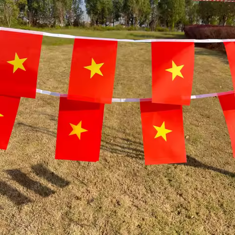 Vietnam Flag 14x21cm, 20Pcs/String, Polyester Double Side Printed Vietnam Country Flag National Flag