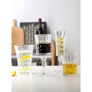 Tall glass cups/Diamond glass cups with tall legs, drink decoration, cocktail cups for party table d