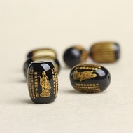 Black Onyx Guanyin Prajnaparamita Heart Sutra Barrel Beads Loose Beads Buddhist Beads
