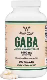 Double Wood GABA Supplement (300 Capsules, 1,000mg per Serving) Promotes Calm, Relaxation, and Supports Sleep (Manufactured in The USA, Vegan Safe, Gluten Free, Non-GMO)(Gamma Aminobutyric Acid)