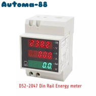 D52-2047 DIN RAIL AC 220V VOLT WATT KWH AMPERE METER BUILT IN CT 100A -DIASHOP18