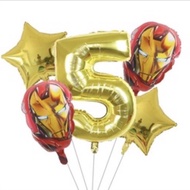 IRonMan balloon Set package Captain America/ HULK/ spiderman balloon number JUMBO CONTENTS 5 pcs