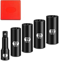 BLACKROBOT 5-Piece 1/2" Drive Lug Nut Removal Tool, 6 Point & Twist Lug Nut Extractor, Impact Flip S